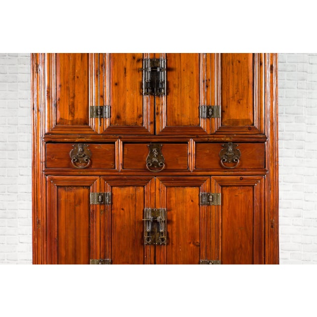 Chinese Qing Dynasty 19th Century Accordion Doors Cabinet with Three Drawers For Sale - Image 11 of 13