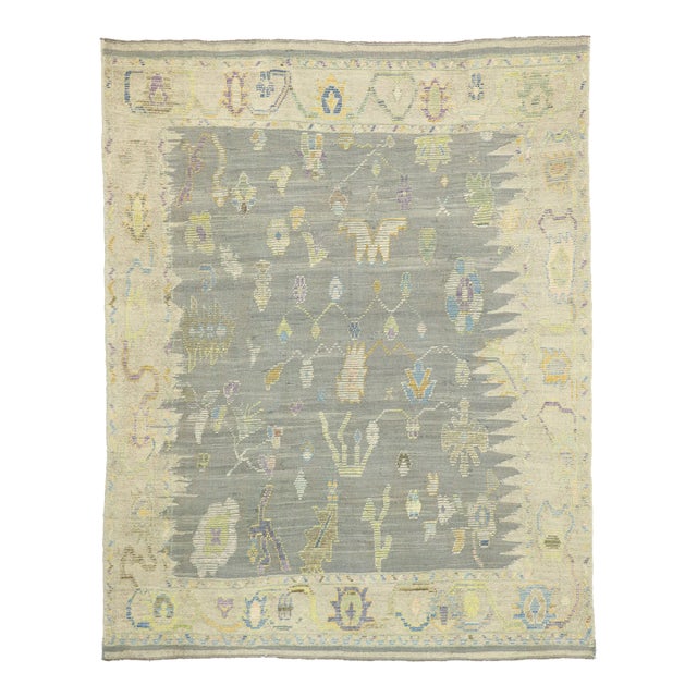 Vintage Pastel Turkish High-Low Rug, 08'05 X 10'07 For Sale