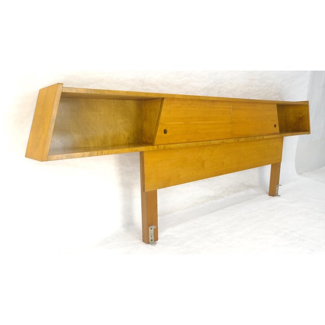 Edmund Spence Blond Birch 92" Long Headboard Bed w/ Storage Compartment c1960s For Sale - Image 14 of 15