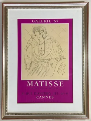 Matisse, Dessins, Gravuress, Galerie 65, Cannes, Stone Lithographic Poster Henri Matisse, From Timothy Yarger Gallery- Beverly Hills, Holiday Sale
