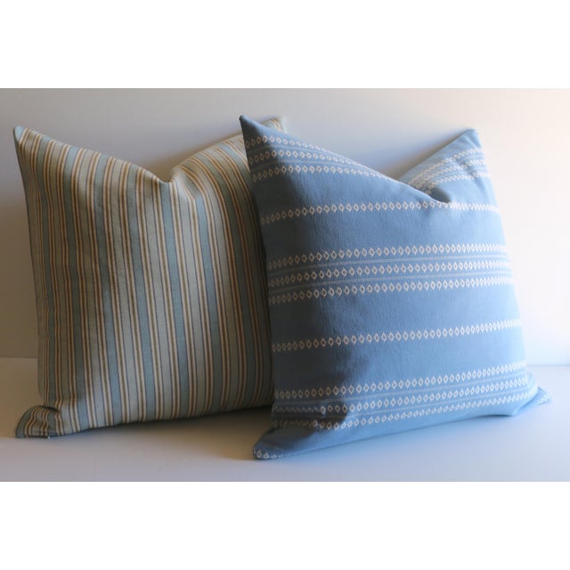 Embroidered Blue Stripe Pillow Cover Chairish