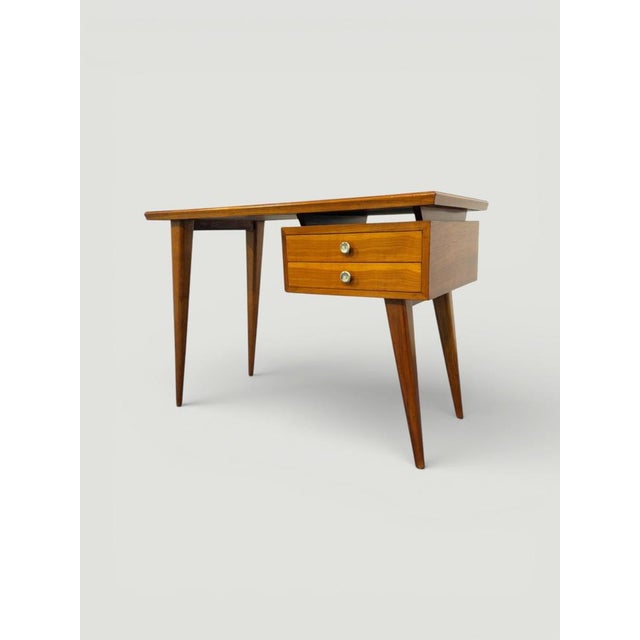 Mid-Century Italian Desk and Chair with Suspended Bookcase in the style of Gio Ponti, 1950, Set of 3 For Sale - Image 10 of 18
