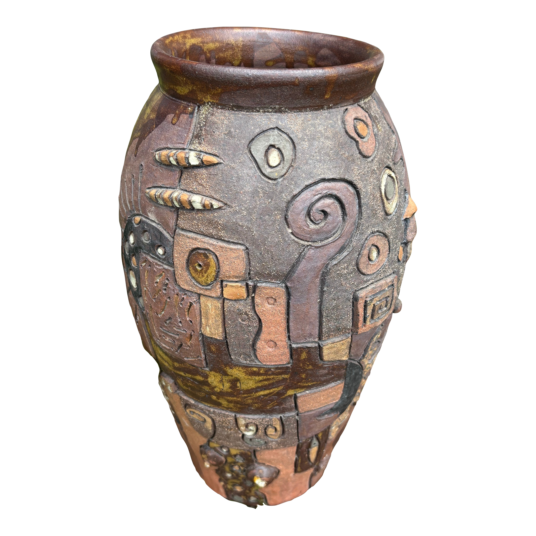 1960s Vintage Southwestern Heavily Appliqué Ceramic Shapes