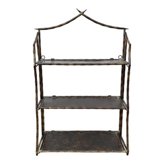 Vintage Faux Bamboo Foldable Hanging Wall Shelf For Sale