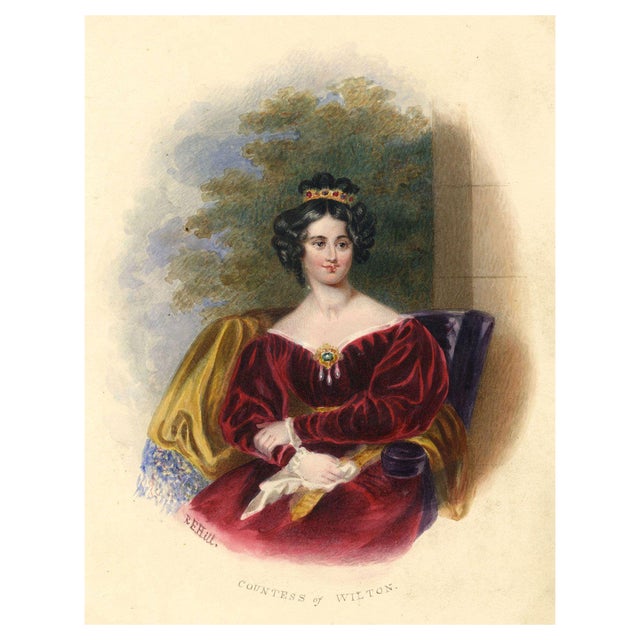 R.E. Hill After Sir Thomas Lawrence, Countess of Wilton, 1830, Watercolour For Sale
