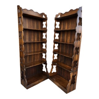 Pair of Vintage Wood Bookcases For Sale