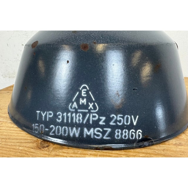 Industrial Dark Blue Enamel Pendant Lamp from Emax, 1960s For Sale - Image 11 of 17