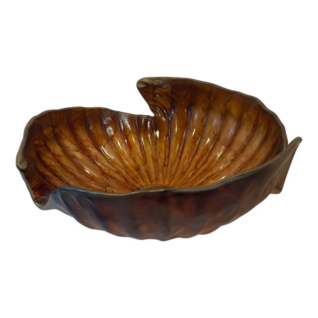 Vintage Italian Art Glass Blown Shell Shaped Decorative Bowl For Sale