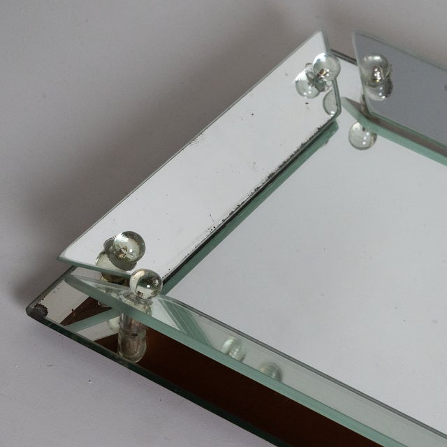 Art Deco Vanity Tray in Beveled Mirror Glass With Glass Spheres For Sale In Phoenix - Image 6 of 7