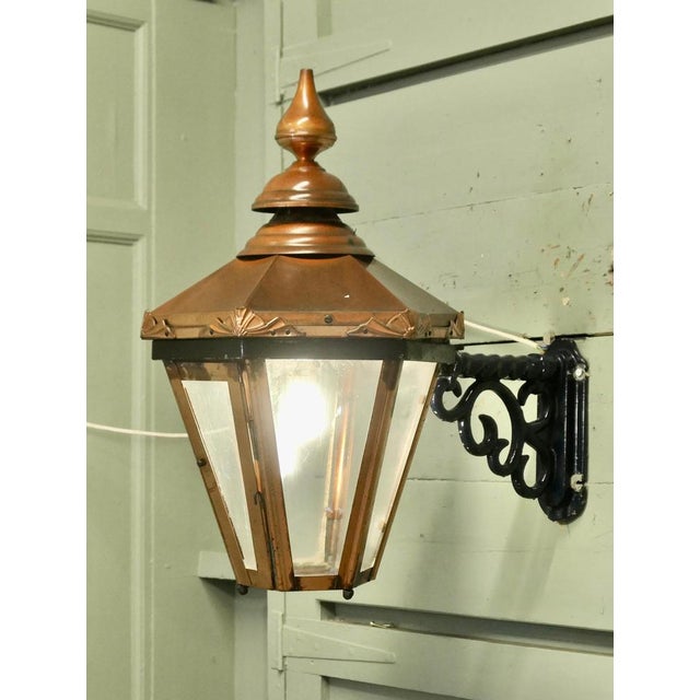Large Copper Wall Hanging Lantern, 1960 For Sale - Image 3 of 8
