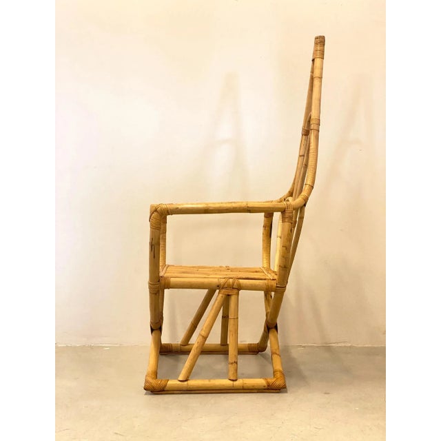 Brown Vintage Bamboo Armchair, 1970s For Sale - Image 8 of 15