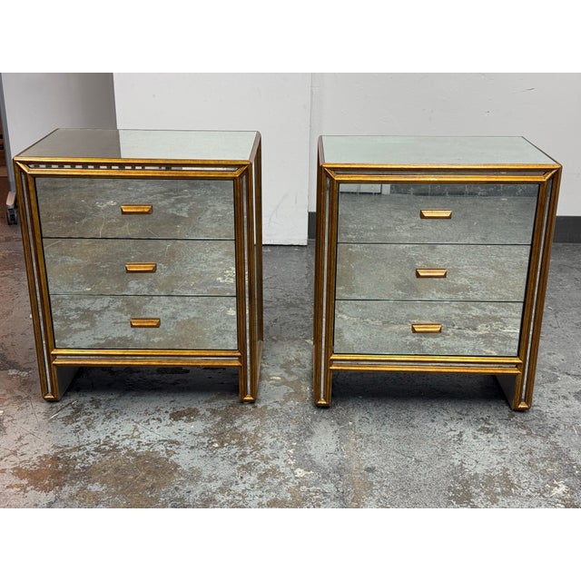 Design Plus Gallery presents a Pair of Temple Bedside Chests by Julian Chichester. These stunning Eglomisé bedside tables...