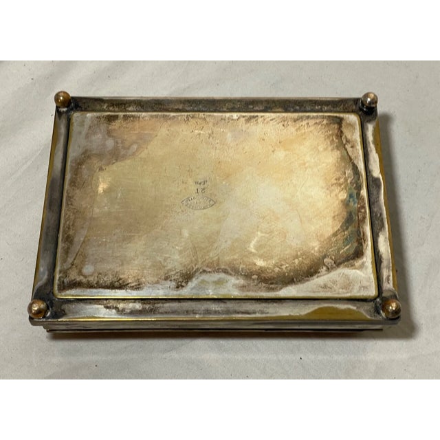Antique Handmade Silver Plate Sciarrotta Painted Porcelain Wood Cigarette Box For Sale - Image 10 of 14