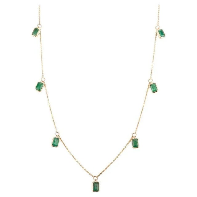 Not Yet Made - Made To Order Natural 4.06 Carat Octagon Emerald Charm Necklace in 14k Yellow Gold For Sale - Image 5 of 12