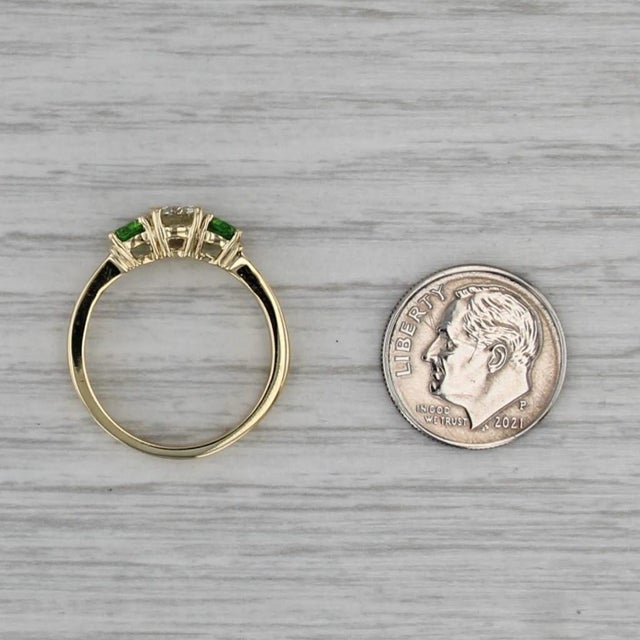 Green 1.17ctw Diamond Green Demantoid Garnet 3-Stone Engagement Ring 18k Gold Sz 7.75 For Sale - Image 8 of 8