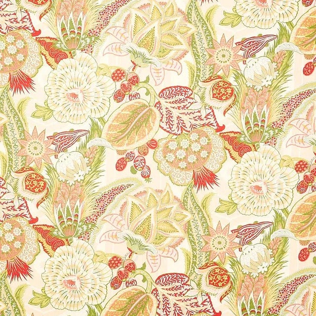 Sample - Schumacher Zanzibar Linen Print Fabric in Melon For Sale