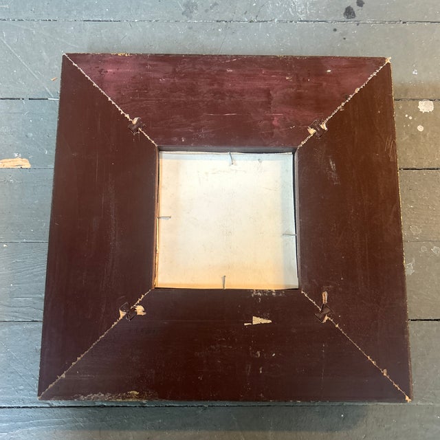 1970’s Abstract Geometric Watercolor Painting in Chunky Carved Wood Frame For Sale - Image 4 of 4