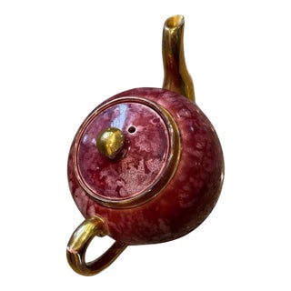 Vintage Sudlow's Teapot Burslem Burgundy With Gold Trim Large Fabulous For Sale