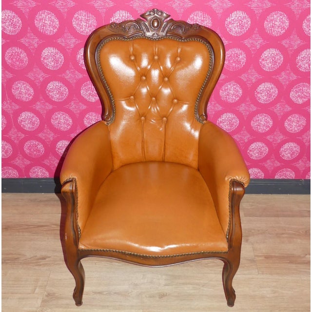 Absolute eye-catcher! a blast in quality, color and condition super nice armchair chesterfield/chippendale style backrest...