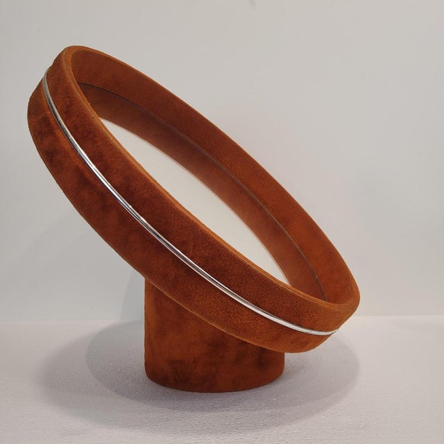 Space Age Dressing Mirror with Orange Velvet Upholstery, 1960s For Sale - Image 4 of 18