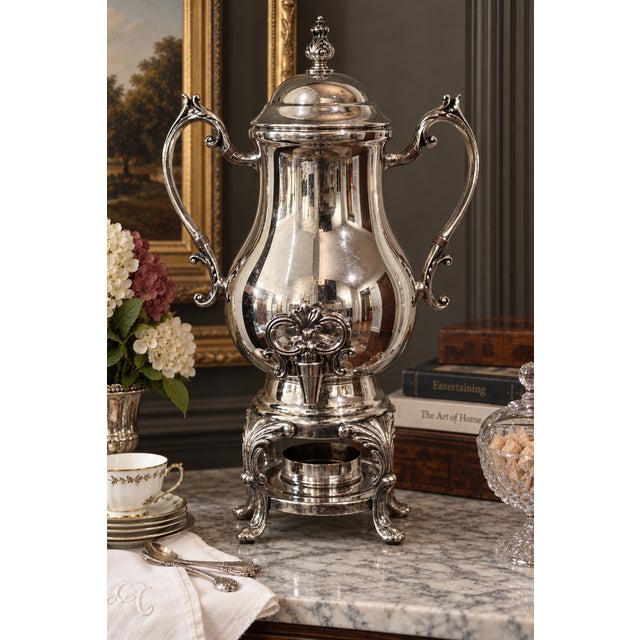 samovar by F.B. Rogers Silver Co., featuring an exceptionally decorative traditional form. Standing approximately 18.25...