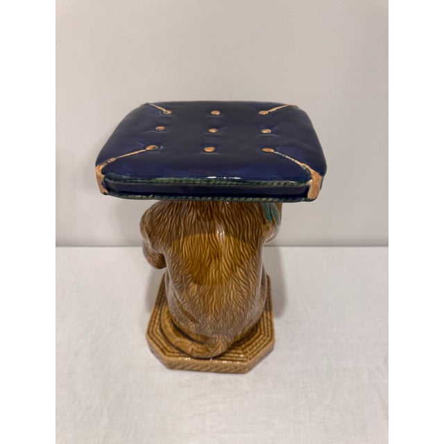 Ceramic Vintage Majolica Monkey Figural Pedestal Stand For Sale - Image 7 of 10