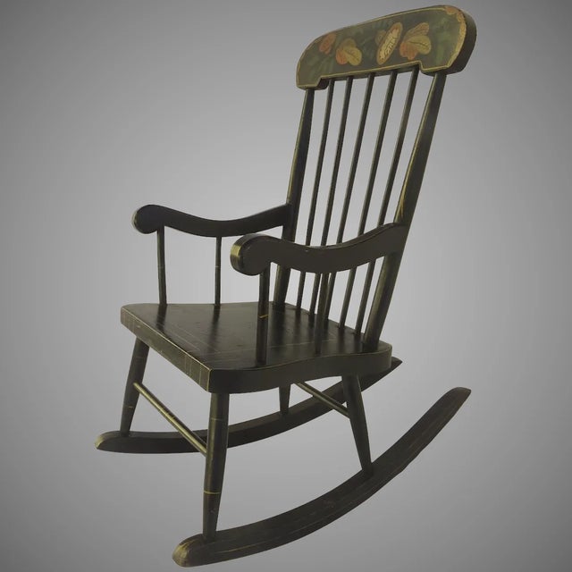 Black 1900's American Painted Boston Child's Rocking Chair For Sale - Image 8 of 8
