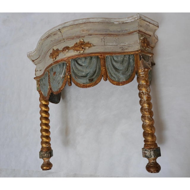 Late 19th Century Pair of 19th Century Italian Painted & Parcel Gilt Consoles by Mla For Sale - Image 5 of 18