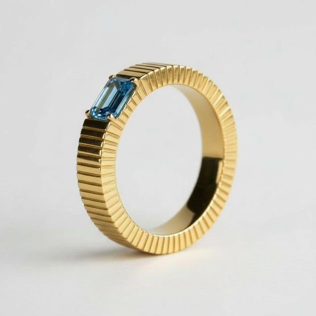 Silver, Gold Round Topaz Ring For Men's. Mens Solitaire Topaz Ring. Baguette Cut Topaz Ring. Metal: 925 silver plus 14k...