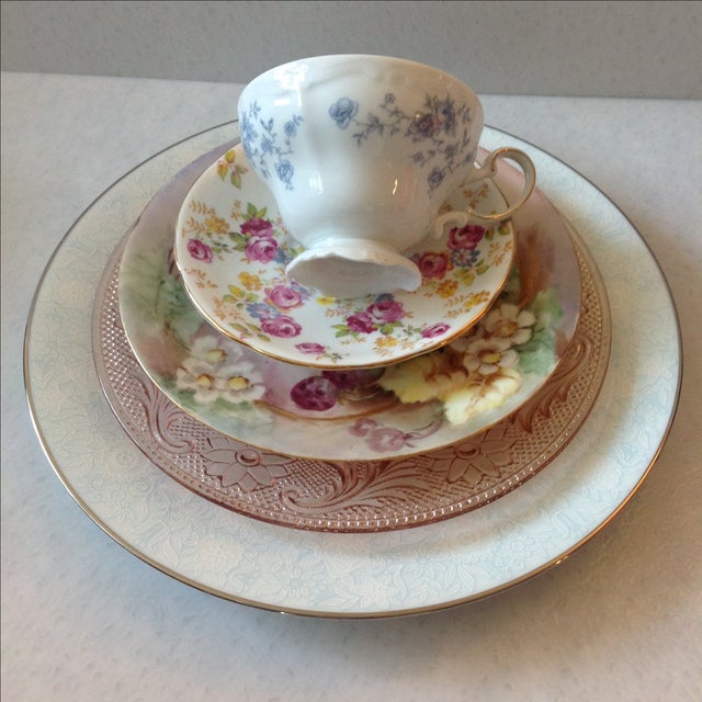 Shabby Chic Vintage Mismatched Table Setting - 6 Pieces For Sale - Image 3 of 11