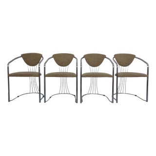 Italian Chrome-Plated Dining Chairs, 1980s, Set of 4 For Sale