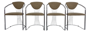 Italian Chrome-Plated Dining Chairs, 1980s, Set of 4