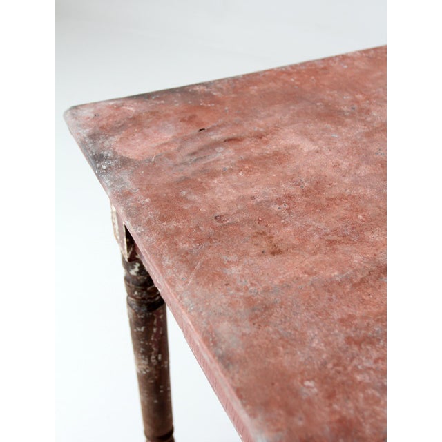 Antique Painted Farmhouse Table With Metal Top For Sale - Image 13 of 18