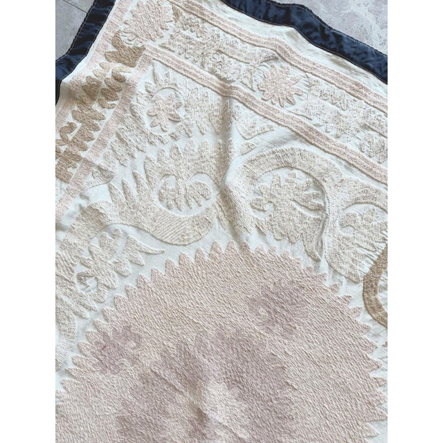 Suzani Embroidery Wall Decor - Neutral Tan Uzbek Tablecloth For Sale In New York - Image 6 of 9