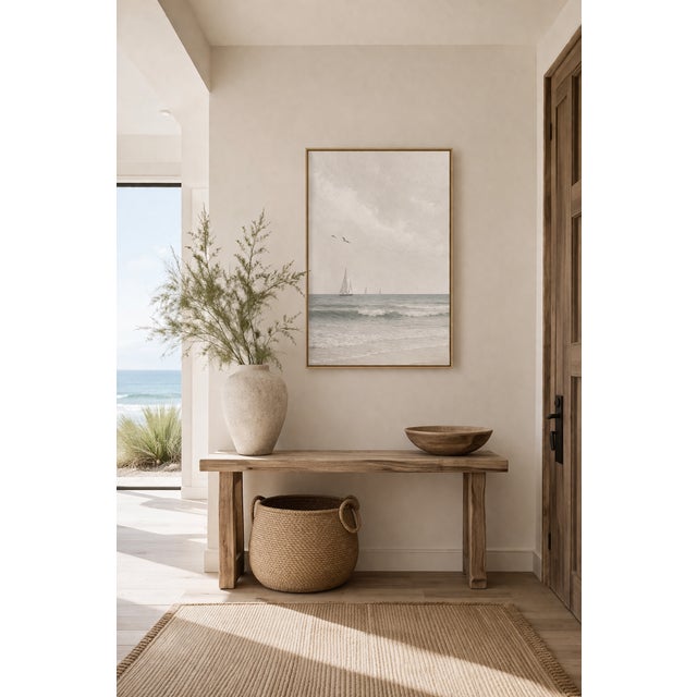 Contemporary Minimalist Sailboat Seascape, Coastal Wall Art Print, 24″ × 36″ For Sale - Image 3 of 9