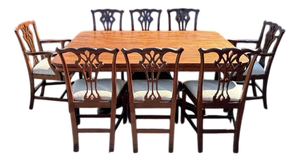 Mahogany Dining Table and Chairs, Set of 9