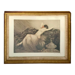 Louis Icart Print Rest Time Lithograph Vintage French Art Revival Deco