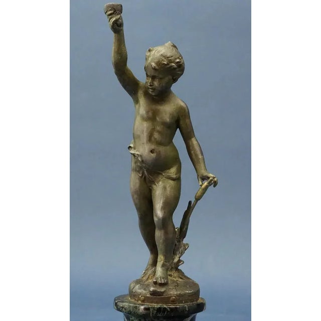 Bronzed Metal La Source Liberty Sculpture of Cherubic Putto by Ernest Justin Ferrand, 19th Century For Sale - Image 11 of 18