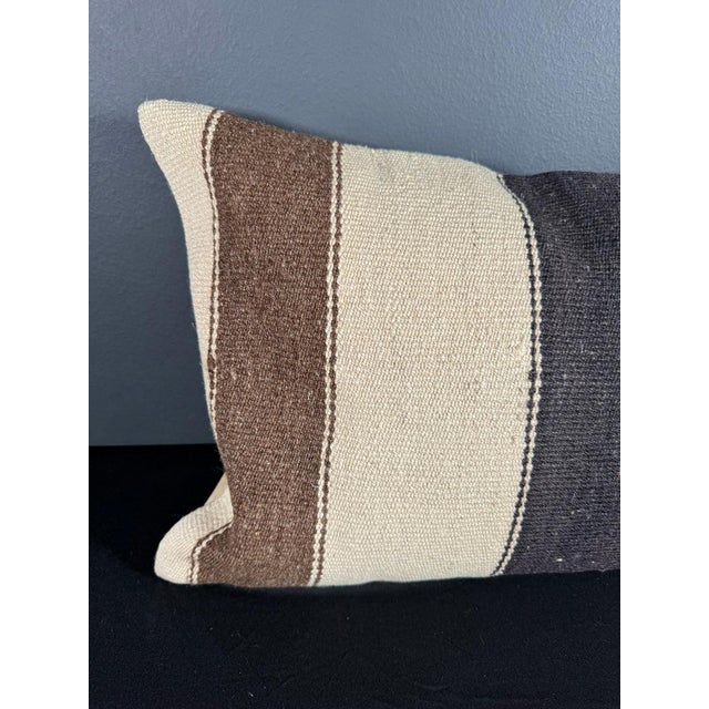 Contemporary Turkish Hemp Pillow Cushion Natural Beige Black Pillow Cushion Cover 16" x 24" For Sale - Image 3 of 4