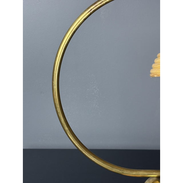 Wood Mid-Century Modern Pencil Reed Rattan Bamboo and Brass Table Lamp, Italy, 1970s For Sale - Image 7 of 10