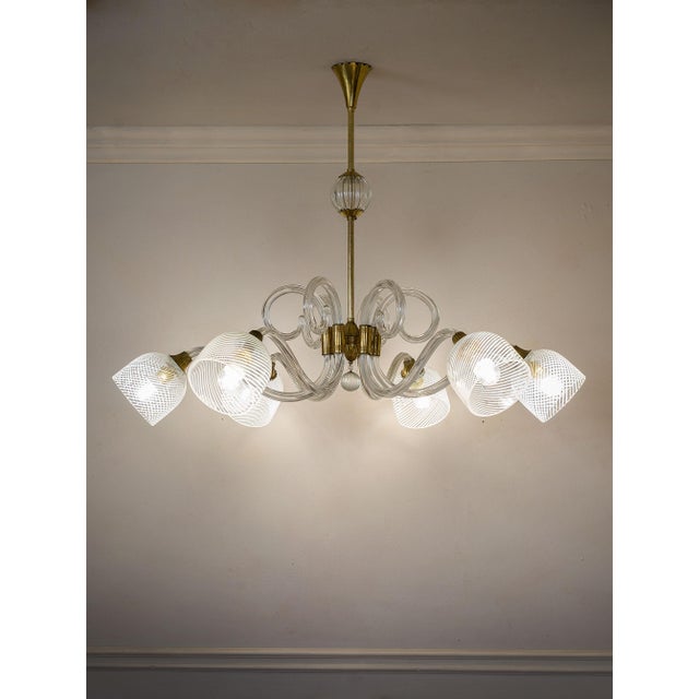 Large Six-Light Chandelier in Blown Murano Glass by Ercole Barovier, 1930s For Sale - Image 7 of 14