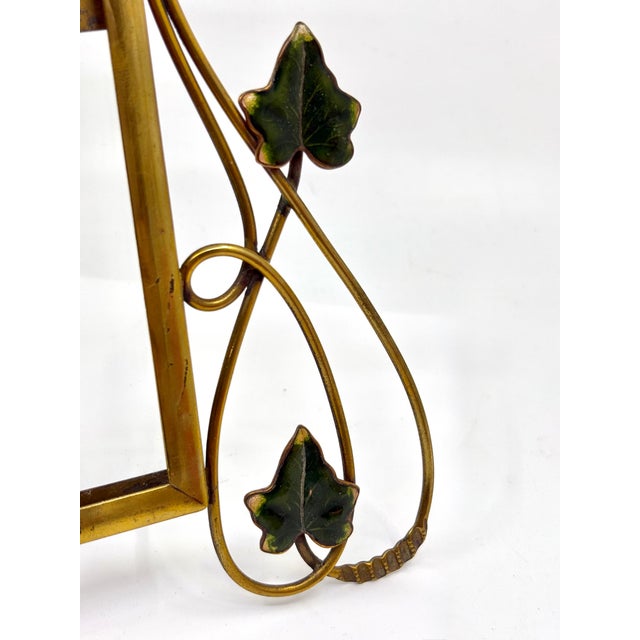 Brass Antique Art Nouveau Whiplash Ivy Picture Frame For Sale - Image 8 of 8