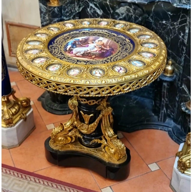 Rococo 1980s Rococo Black Coffee Table With Gold Leaf Accents & Artistic Inlay Details For Sale - Image 3 of 3