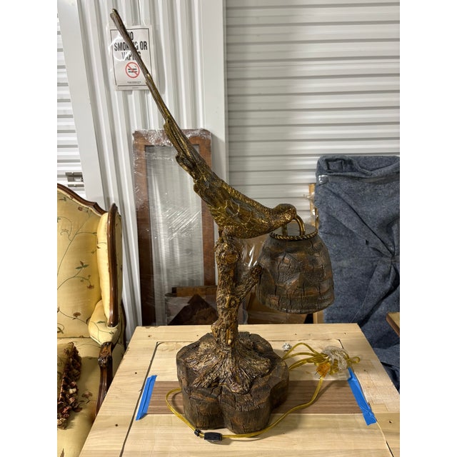Iron Bird Lamp on a Base, 20th Century