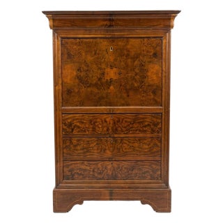 Mid 19th Century French Louis Philippe Burr Walnut Secrétaire À Abattant For Sale