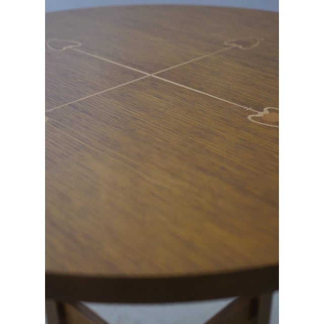 Pair Stickley Inlaid Mission Oak Round Lamp Tables For Sale In Philadelphia - Image 6 of 13