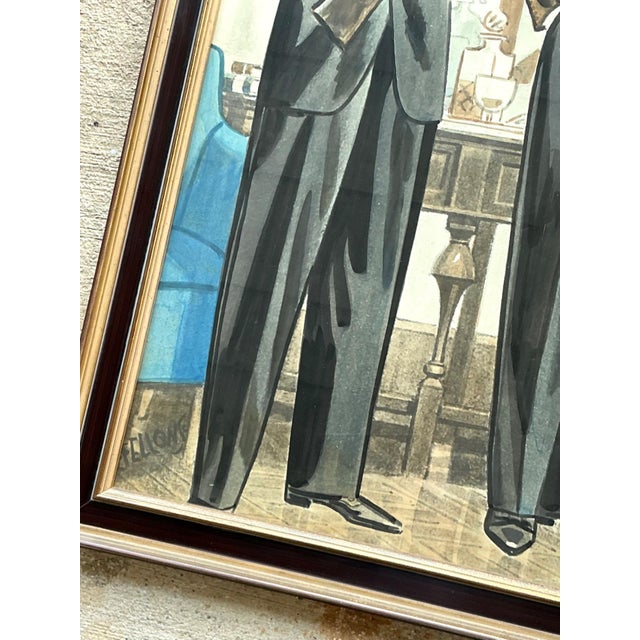 Vintage Framed Gentlemen's Club Illustration For Sale - Image 12 of 18