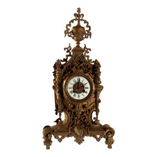 Antique Bronze Table Clock For Sale
