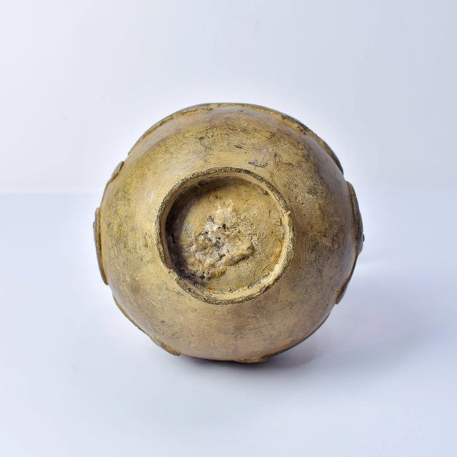 Vintage African Metal Pot With Animal Head Burkina Faso For Sale - Image 4 of 13