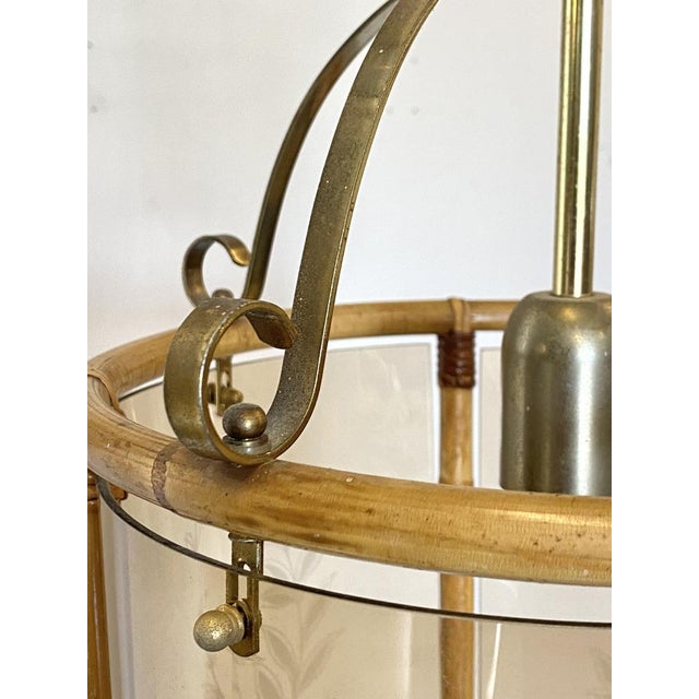 Mid-Century Modern Vintage Bamboo Lantern Hanging Light, 1980s For Sale - Image 3 of 7